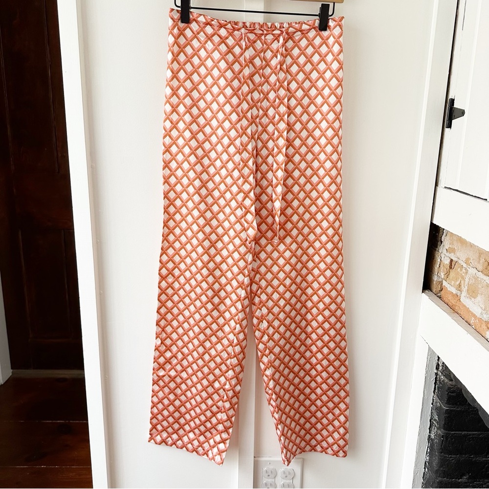GINIA pink silk geo pant